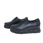 Черни спортни дамски обувки, естествена кожа - всекидневни обувки за пролетта и лятото N 100023353