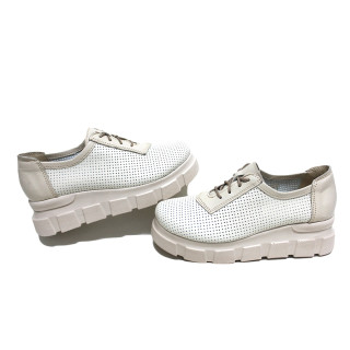 Бежови спортни дамски обувки, естествена кожа - всекидневни обувки за пролетта и лятото N 100023352