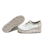 Бежови спортни дамски обувки, естествена кожа - всекидневни обувки за пролетта и лятото N 100023352