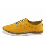 Оранжеви дамски обувки с равна подметка, естествена кожа - всекидневни обувки за пролетта и лятото N 100022651