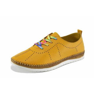 Оранжеви дамски обувки с равна подметка, естествена кожа - всекидневни обувки за пролетта и лятото N 100022651