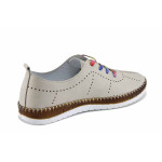 Бежови дамски обувки с равна подметка, естествена кожа - ежедневни обувки за пролетта и лятото N 100022652