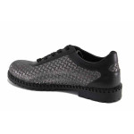 Сребристи дамски обувки с равна подметка, естествена кожа - всекидневни обувки за пролетта и лятото N 100022653