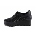 Черни дамски обувки с платформа, естествена кожа - всекидневни обувки за пролетта и лятото N 100022687