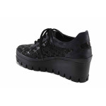 Черни дамски обувки с платформа, естествена кожа - всекидневни обувки за пролетта и лятото N 100022687