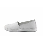 Бели дамски обувки с равна подметка, естествена кожа - всекидневни обувки за пролетта и лятото N 100022691