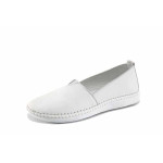 Бели дамски обувки с равна подметка, естествена кожа - всекидневни обувки за пролетта и лятото N 100022691