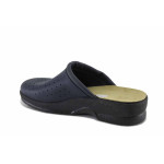Тъмносини дамски чехли, естествена кожа перфорирана - всекидневни обувки за пролетта и лятото N 100022697