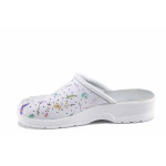 Бели дамски чехли, естествена кожа перфорирана - ежедневни обувки за пролетта и лятото N 100022698