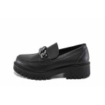 Черни дамски обувки с равна подметка, естествена кожа - всекидневни обувки за пролетта и лятото N 100022735