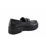 Черни дамски обувки с равна подметка, естествена кожа - всекидневни обувки за пролетта и лятото N 100022735