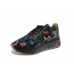 Черни дамски обувки с равна подметка, естествена кожа - ежедневни обувки за пролетта и лятото N 100022805