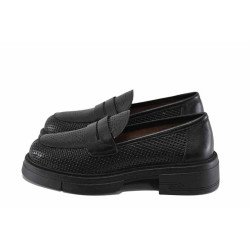 Черни анатомични дамски обувки с равна подметка, естествена кожа - всекидневни обувки за пролетта и лятото N 100022879