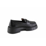 Черни дамски обувки с равна подметка, естествена кожа - всекидневни обувки за пролетта и лятото N 100022879
