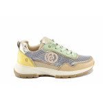 Бежови дамски маратонки, естествена кожа и текстилна материя - всекидневни обувки за пролетта и лятото N 100022896
