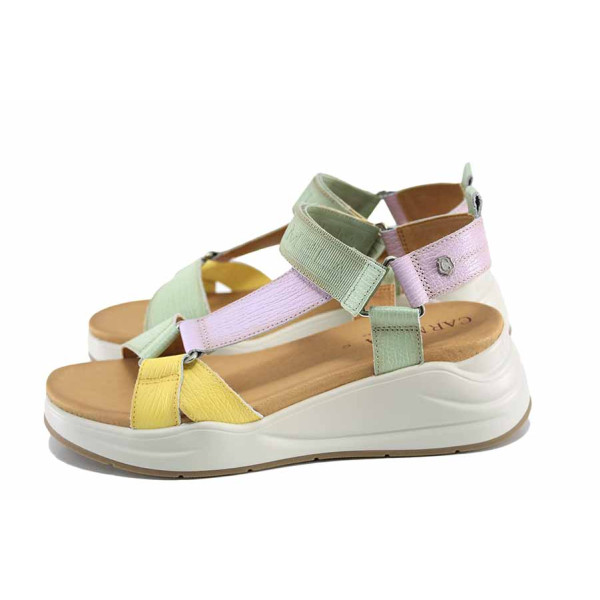 Зелени дамски сандали, естествена кожа - ежедневни обувки за пролетта и лятото N 100022898