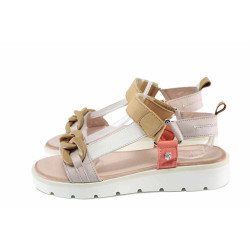 Розови анатомични дамски сандали, естествена кожа - ежедневни обувки за пролетта и лятото N 100022900