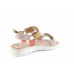 Розови дамски сандали, естествена кожа - ежедневни обувки за пролетта и лятото N 100022900