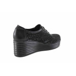 Черни дамски обувки с платформа, естествена кожа - ежедневни обувки за пролетта и лятото N 100022905