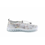 Сиви дамски обувки с равна подметка, естествена кожа перфорирана - всекидневни обувки за пролетта и лятото N 100022953