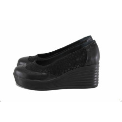 Черни анатомични дамски обувки с платформа, естествена кожа - всекидневни обувки за пролетта и лятото N 100022955