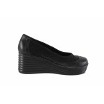 Черни дамски обувки с платформа, естествена кожа - всекидневни обувки за пролетта и лятото N 100022955