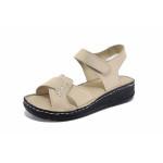 Бежови дамски сандали, естествена кожа - ежедневни обувки за лятото N 100023118