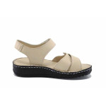Бежови дамски сандали, естествена кожа - ежедневни обувки за лятото N 100023118