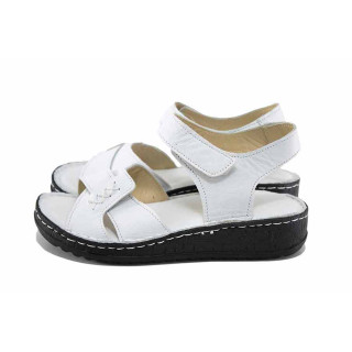 Бели дамски сандали, естествена кожа - всекидневни обувки за лятото N 100023119