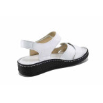 Бели дамски сандали, естествена кожа - всекидневни обувки за лятото N 100023119