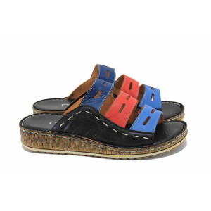 Черни дамски чехли, естествена кожа - ежедневни обувки за лятото N 100023120