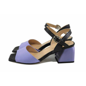 Лилави анатомични дамски сандали, естествена кожа - официални обувки за лятото N 100023122