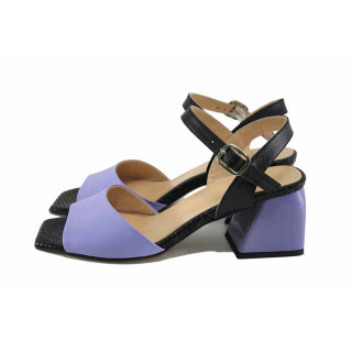 Лилави дамски сандали, естествена кожа - официални обувки за лятото N 100023122