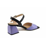 Лилави дамски сандали, естествена кожа - официални обувки за лятото N 100023122