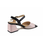 Розови дамски сандали, естествена кожа - официални обувки за лятото N 100023124