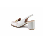 Бели дамски сандали, лачена естествена кожа - официални обувки за пролетта и лятото N 100023204