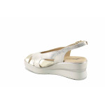 Бежови дамски сандали, естествена кожа - всекидневни обувки за пролетта и лятото N 100023206