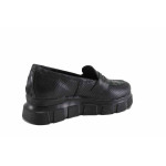 Черни дамски обувки с платформа, естествена кожа - всекидневни обувки за пролетта и лятото N 100023295