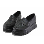 Черни дамски обувки с платформа, естествена кожа - всекидневни обувки за пролетта и лятото N 100023295