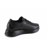 Черни дамски обувки с равна подметка, естествена кожа - всекидневни обувки за пролетта и лятото N 100023297