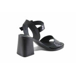 Черни дамски сандали, естествена кожа - официални обувки за лятото N 100023362