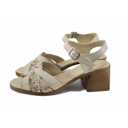 Бежови анатомични дамски сандали, естествена кожа - всекидневни обувки за лятото N 100023363