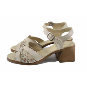 Бежови анатомични дамски сандали, естествена кожа - всекидневни обувки за лятото N 100023363