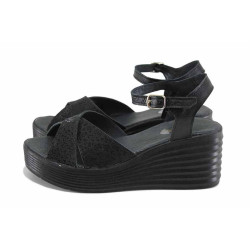 Черни анатомични дамски сандали, естествена кожа - всекидневни обувки за лятото N 100023366