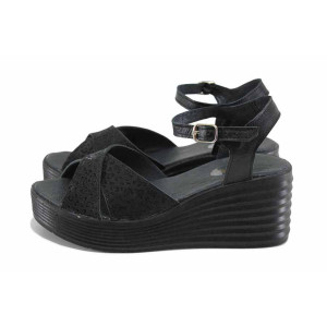 Черни анатомични дамски сандали, естествена кожа - всекидневни обувки за лятото N 100023366