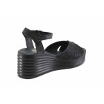 Черни дамски сандали, естествена кожа - всекидневни обувки за лятото N 100023366
