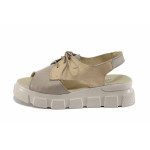 Бежови дамски сандали, естествена кожа - ежедневни обувки за лятото N 100023367