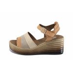 Бежови дамски сандали, естествена кожа - всекидневни обувки за лятото N 100023368