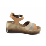 Бежови дамски сандали, естествена кожа - всекидневни обувки за лятото N 100023368