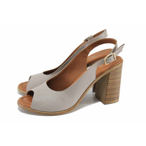 Сиви анатомични дамски сандали, естествена кожа - официални обувки за лятото N 100023370